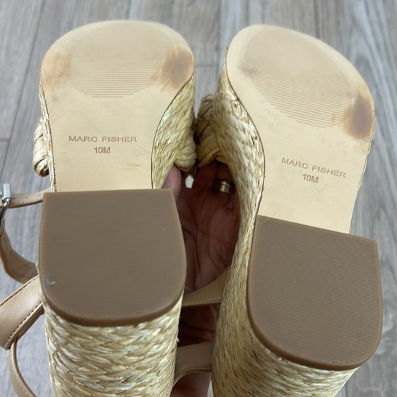 Nwot New Marc Fisher Steel Sandal BOHO Jute and Raffia Block Heel Platform - Picture 11 of 13